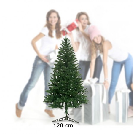 Albero di Natale artificiale 120 cm con 200 punte rami folti e foglie realistiche