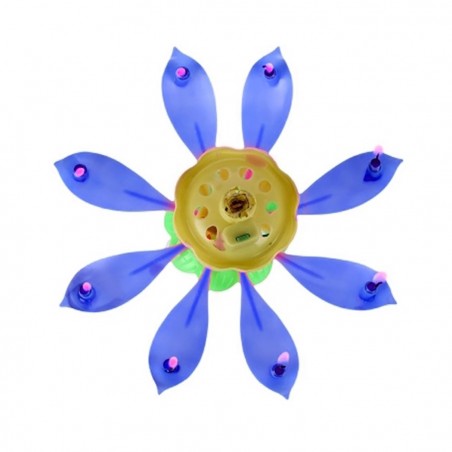 Candela a forma di Fiore Musicale 456910 con effetti sonori e ruotante BLU