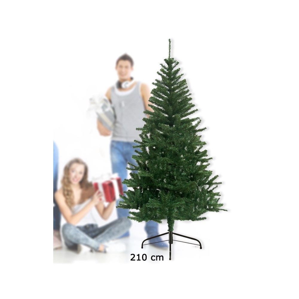 Albero Di Natale Sottile Verde 210 Cm – Pino Realistico PVC/PE – Lodge – Per Interni/Esterni