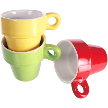 Mini Coffee Mug 788086 Set da 12 tazzine colorate per caffe' con stand 5x5 cm