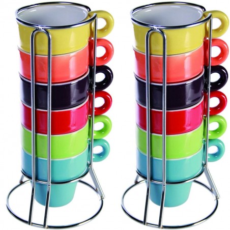 Mini Coffee Mug 788086 Set da 12 tazzine colorate per caffe' con stand 5x5 cm