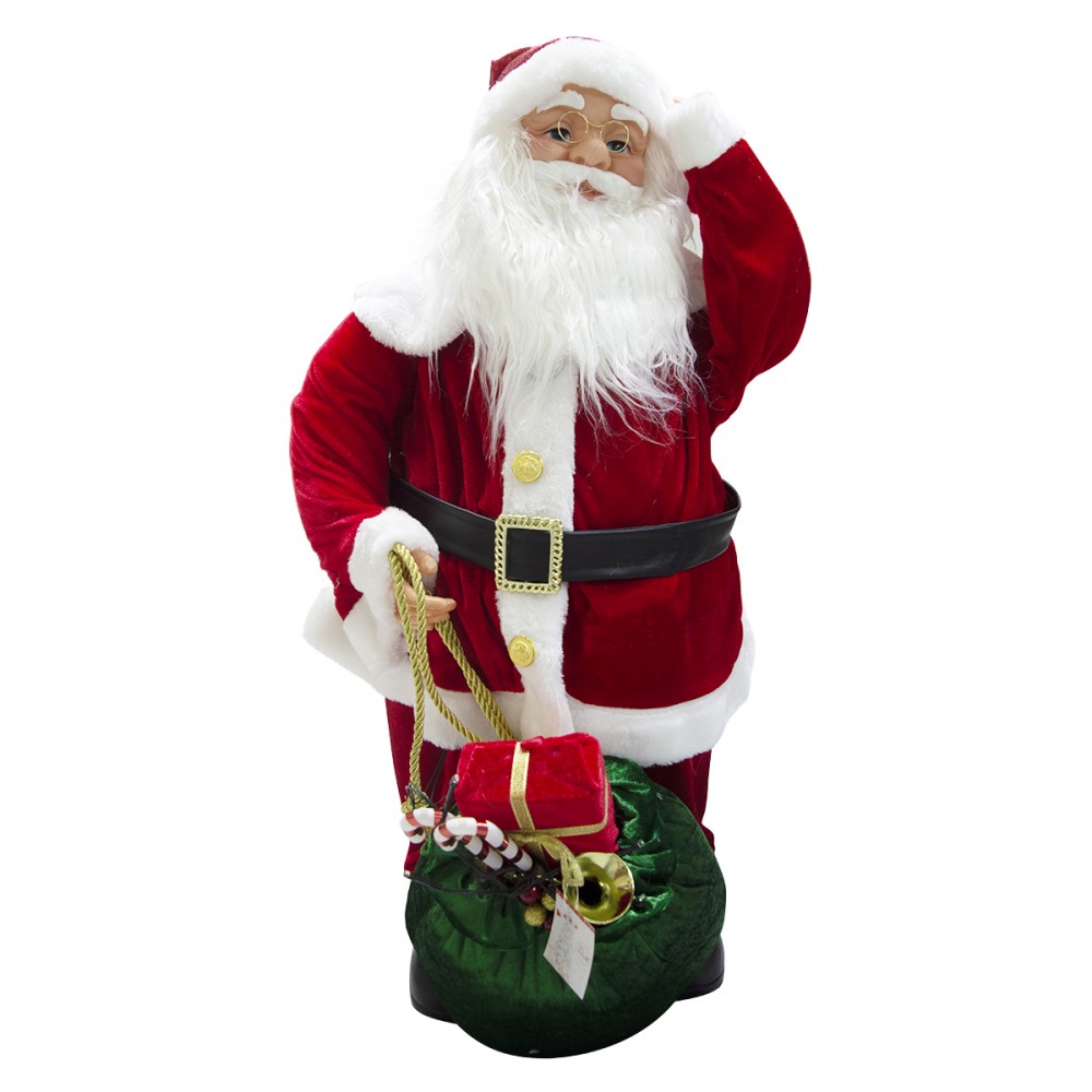 Babbo Natale 70 Cm.Babbo Natale Decorazione Musica Luci E Movimento 80 Cm Con Sacco Regali 900652