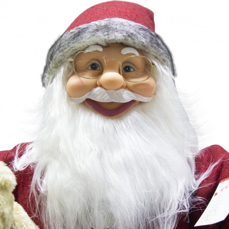 Babbo Natale rosso grigio decorazione sacco 80cm 900638 musica luci movimento