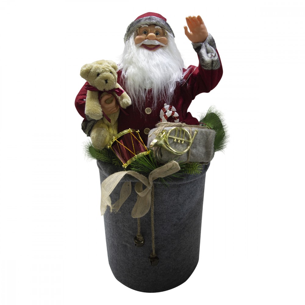 Babbo Natale 80 Cm.Babbo Natale Decorazione Musica Luci E Movimento 80 Cm Con Sacco Regali 900638