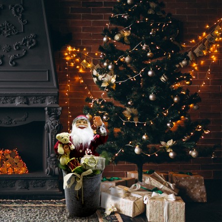 Babbo Natale rosso grigio decorazione sacco 80cm 900638 musica luci movimento