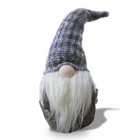 Gnomo grigio di Natale decorazione 308027 con luce a batterie 15x15x45h cm