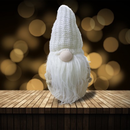 Gnomo bianco di Natale decorazione 308029 luce a batterie 15x15x45h cm