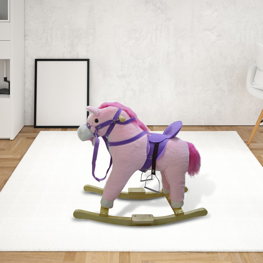 Cavallo a dondolo peluche e legno 432013 muove...