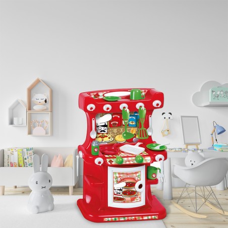 Mister Chef Kitchen 415405 Cucina per bambini rossa 58h cm 15 Pcs Junior Toys