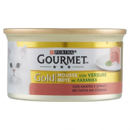 Purina Gourmet gold mousse 046933 con spinaci e anatra 85 gr per il tuo gatto