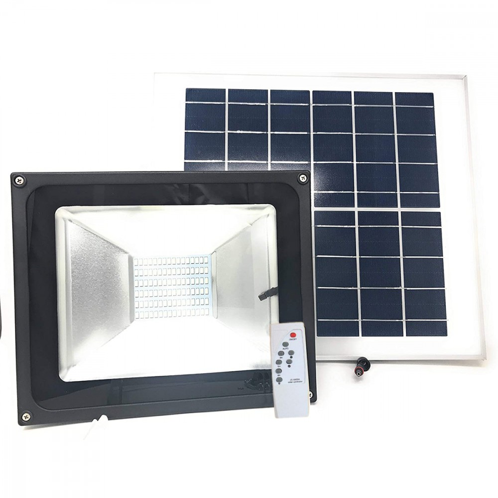 Image of Faro 100W led fredda energia solare 011100 con crepuscolare e telecomando 6500k