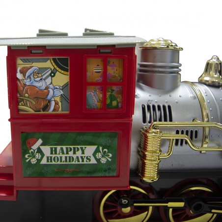 Treno albero di Natale a batteria 52 pz 258109 luci suoni sopraelevata 130x27 cm