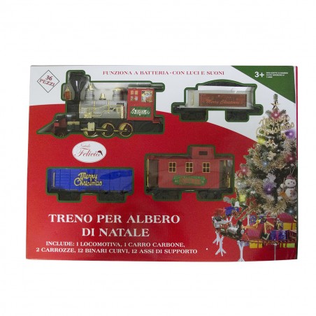 Treno per albero di Natale a batteria 258108 con luci e suoni 36 pezzi 80x19 cm
