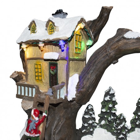Villaggio natalizio decorazione CASA 361008 con movimento luci musica 19x16x22cm