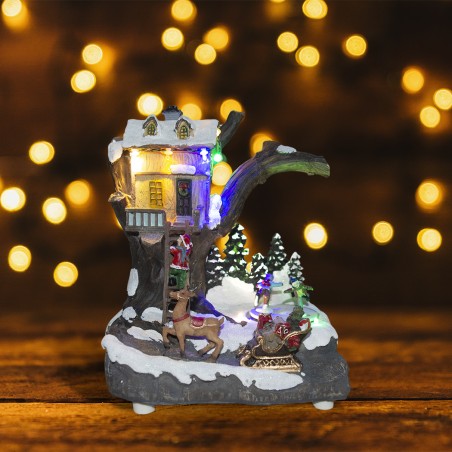 Villaggio natalizio decorazione CASA 361008 con movimento luci musica 19x16x22cm