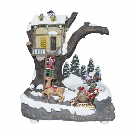 Villaggio natalizio decorazione CASA 361008 con movimento luci musica 19x16x22cm