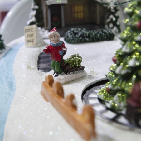 Villaggio natalizio decorazione TREES 361003 movimento luci e musica 28x18x18 cm