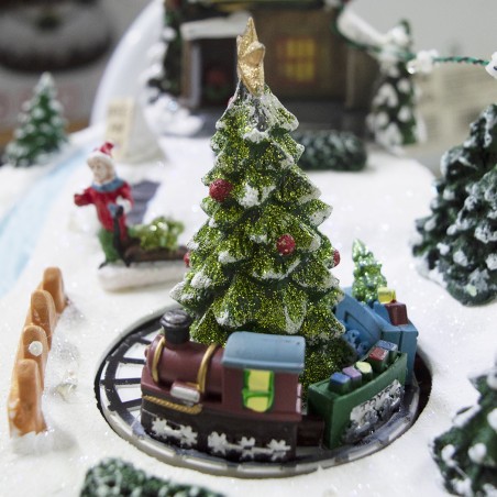 Villaggio natalizio decorazione TREES 361003 movimento luci e musica 28x18x18 cm