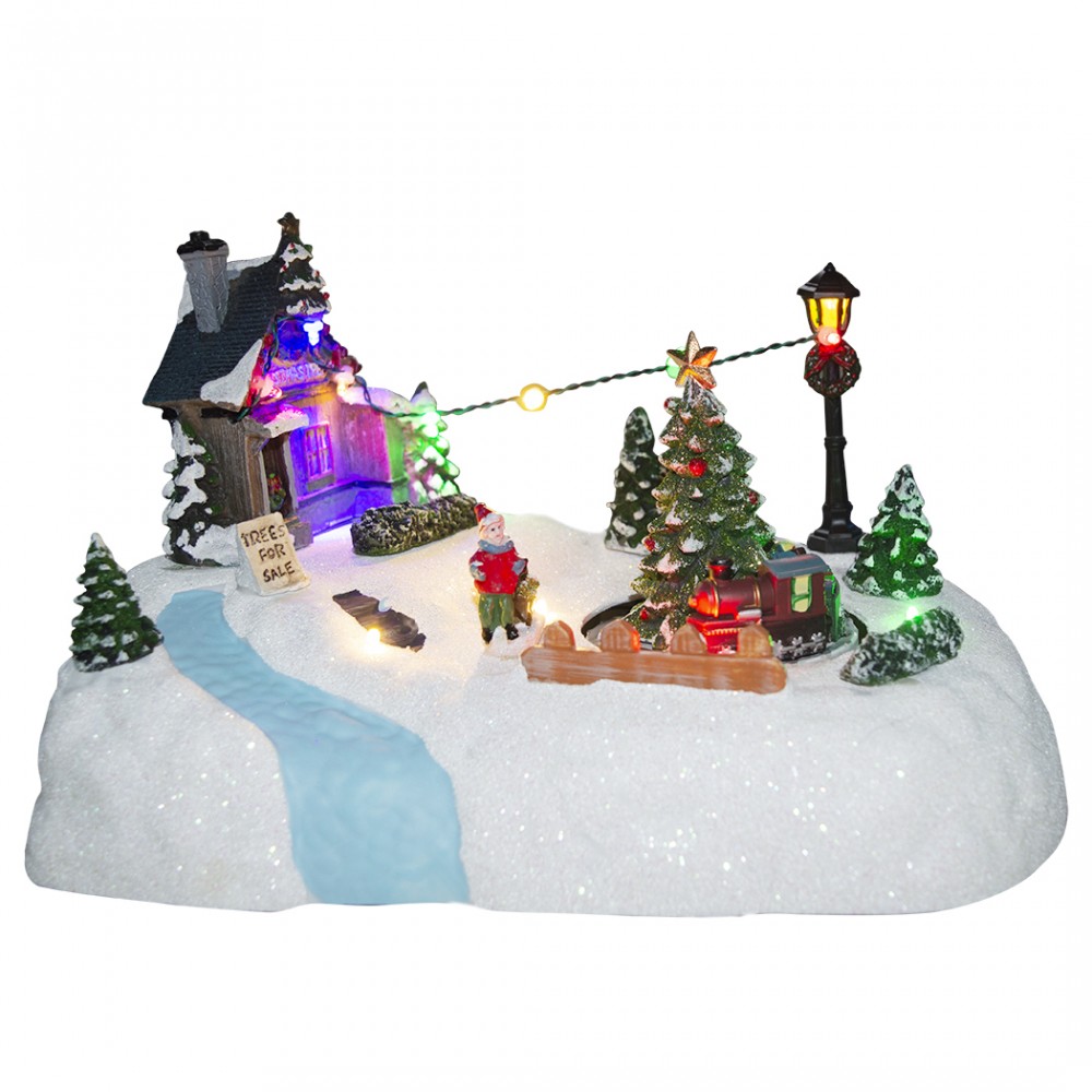 Villaggio natalizio decorazione TREES 361003 movimento luci e musica 28x18x18 cm