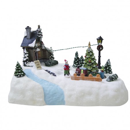 Villaggio natalizio decorazione TREES 361003 movimento luci e musica 28x18x18 cm
