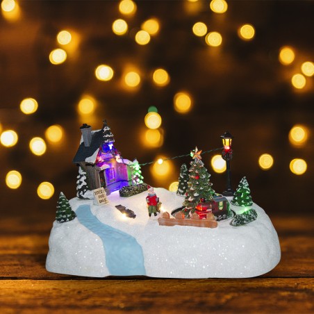 Villaggio natalizio decorazione TREES 361003 movimento luci e musica 28x18x18 cm