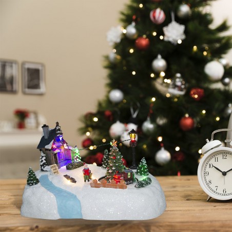 Villaggio natalizio decorazione TREES 361003 movimento luci e musica 28x18x18 cm