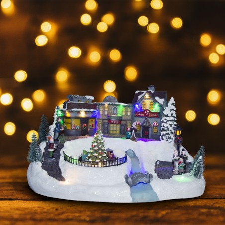 Villaggio natalizio decorazione TRENO 361001 movimento luci e musica 37x27x21 cm