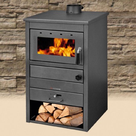 Stufa a legna FUBUCA B22 con vano portalegna 11 KW 51 X 50 X 91h cm  130m3