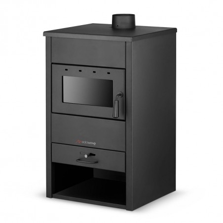 Stufa a legna FUBUCA B1 con vano portalegna 9 KW 46,5 X 39 X 80H cm 100m3