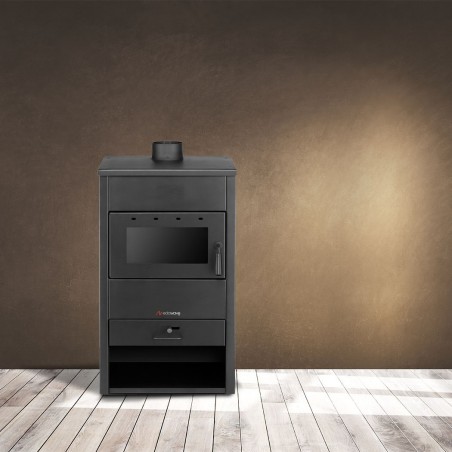 Stufa a legna FUBUCA B1 con vano portalegna 9 KW 46,5 X 39 X 80H cm 100m3