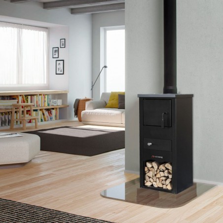 Stufa Camino a legna art 567A in lega EBE 5-7 kW porta legna inferiore