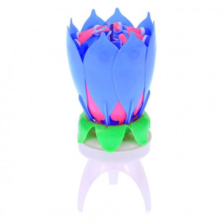 Candela a forma di Fiore Musicale 2 pz 456910 effetti sonori e ruotante BLU