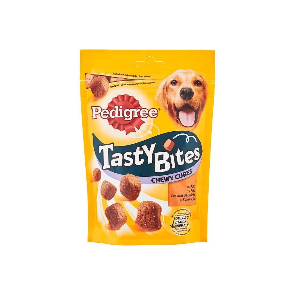 Pedigree Tasty minis con omega 3 e vitamina E 126943 gusto pollo e anatra 130 g