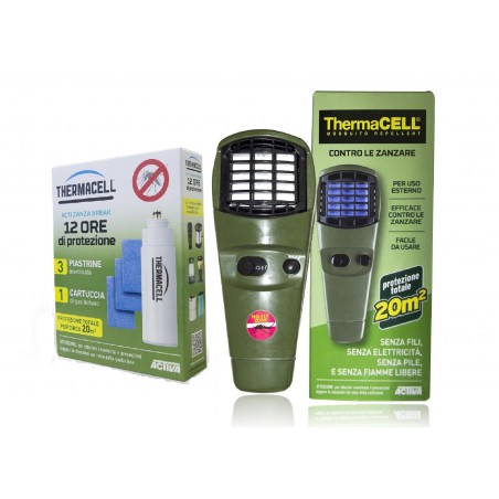 Thermacell Antizanzare Portatile + Set di Ricarica 12 ore Piastrine e Gas Butano