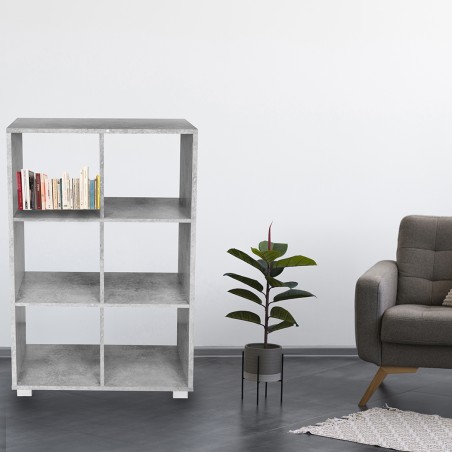 Libreria in legno KUBO a caselle con 6 ripiani dotata di piedini 60x24xH99 cm