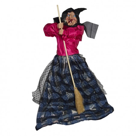 Befana Decorazione 535208 Con Occhi Che Si Illuminano E Suoni 60 X 20 Cm