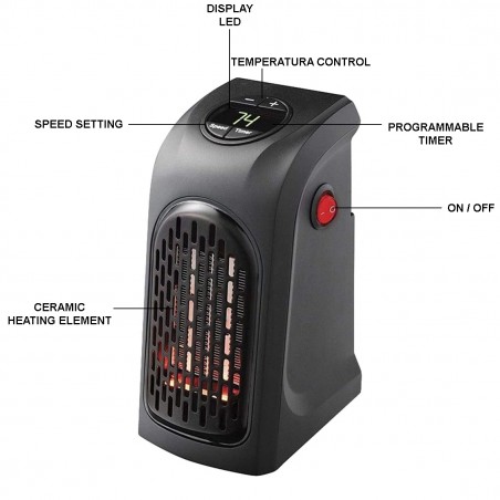 Stufa elettrica potenza 350 Watts 871903 scalda a 23m² temperatura fino a 32°