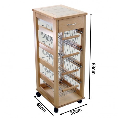 Carrello Vesuvio salvaspazio portafrutta MAS032 da cucina in legno faggio 380526