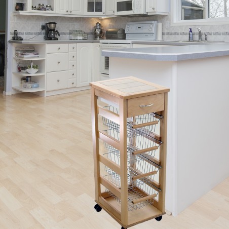 Carrello Vesuvio salvaspazio portafrutta MAS032 da cucina in legno faggio 380526