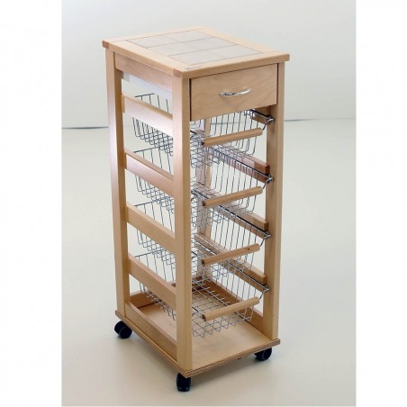 Carrello Vesuvio salvaspazio portafrutta MAS032 da cucina in legno faggio 380526