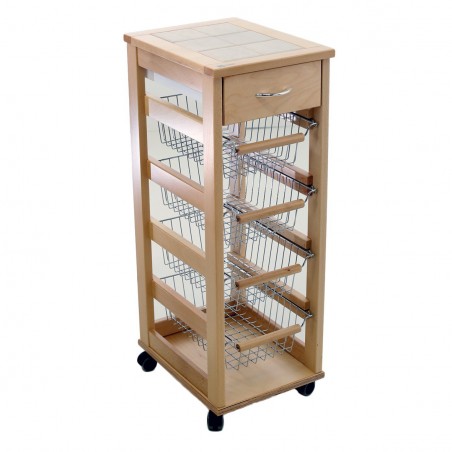 Carrello Vesuvio salvaspazio portafrutta MAS032 da cucina in legno faggio 380526