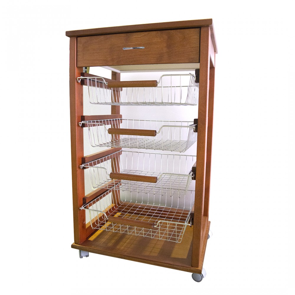Carrello Vesuvio Legno Portafrutta Salvaspazio MAS007 Cucina CILIEGIO  380038