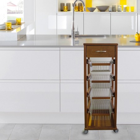 Carrello Vesuvio salvaspazio portafrutta da cucina in legno faggio 380519