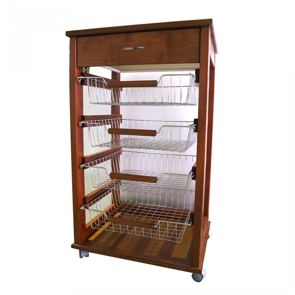 Carrello Vesuvio Noce 82x38x48 cm portafrutta...