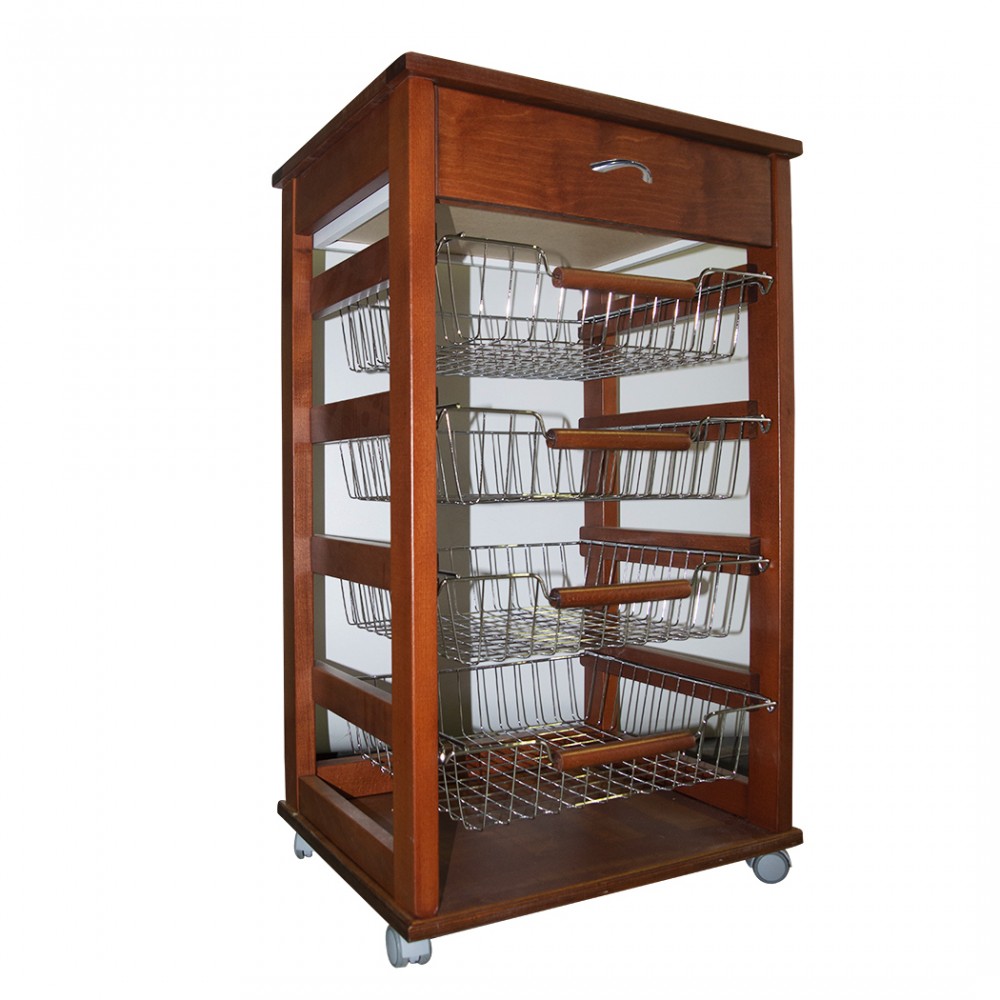 Carrello Vesuvio Noce 82x38x48 cm portafrutta...
