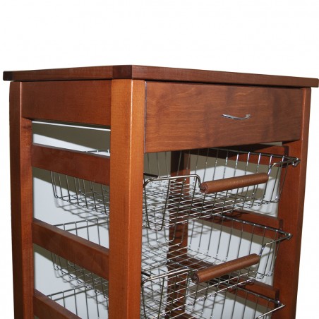 Carrello Vesuvio Noce 82x38x48 cm portafrutta da cucina in legno faggio MAS019