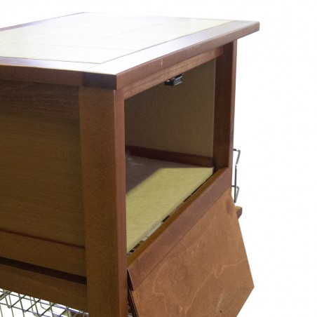 Carrello Portapane 3 Cassetti Portabottiglie con Ruote MAS017 Ciliegio 57x38x82