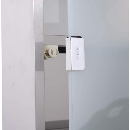 Armadietto porta medicinali con chiave acciaio inox vetro satinato 30x12x45h cm