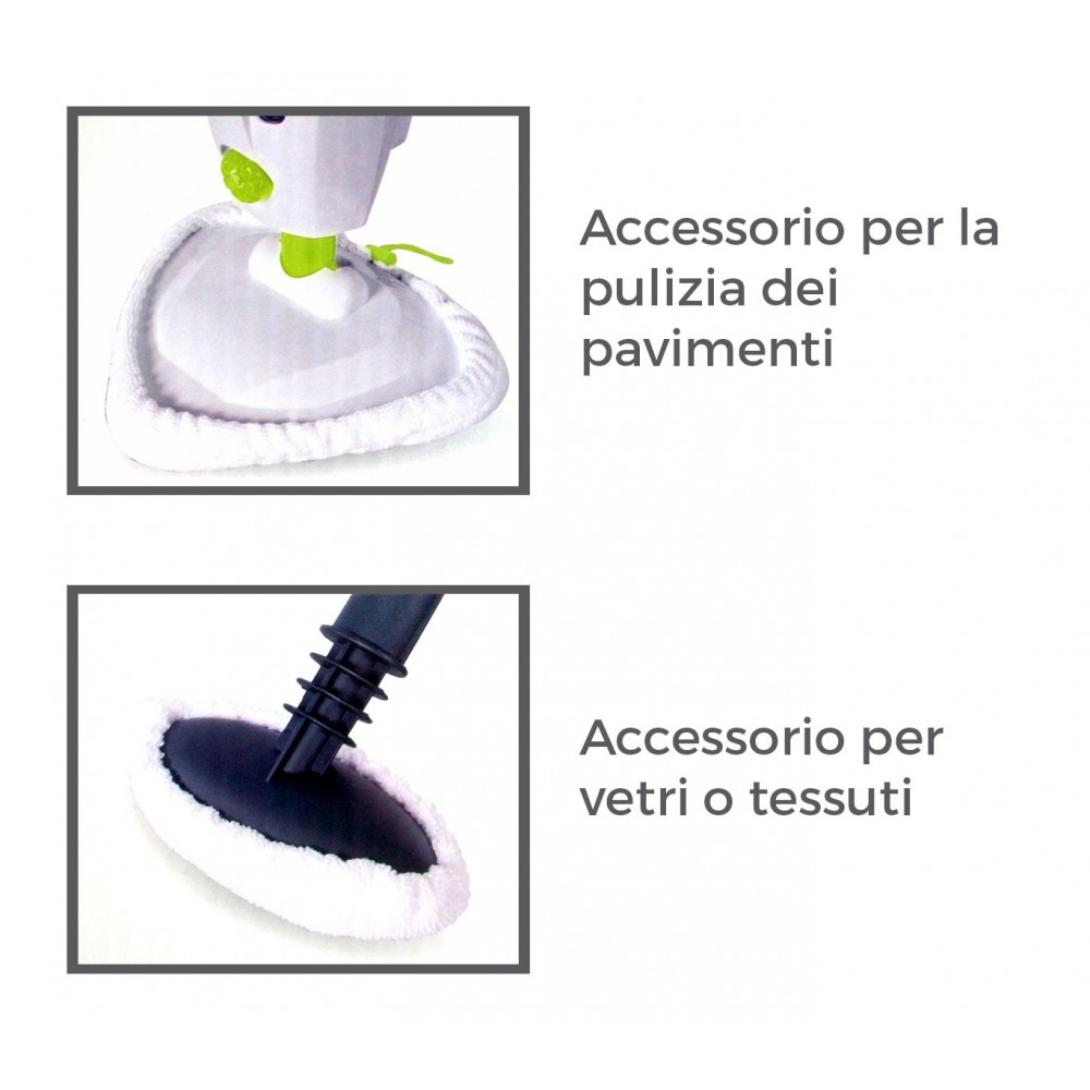 Scopa a vapore elettrica steam cleaner 1500 watt sterilizzatore per pavimenti con 2 panni in microfibra