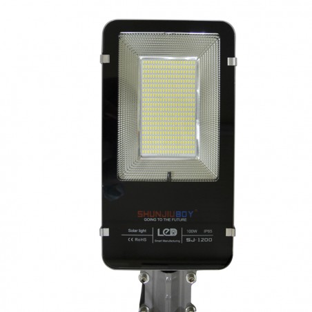 Lampione faro led stradale 100W con staffa 061007 pannello solare crepuscolare